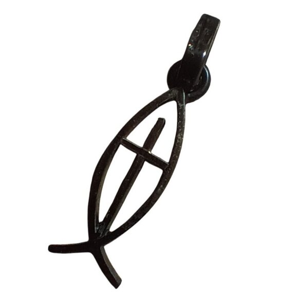 Vintage Christian Charm Pendant Ichthus Fish Symbol .925 Sterling Silver 6/8" - Picture 1 of 4